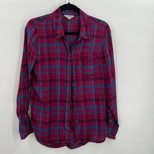 Lucky Brand Plaid  Button Down Flannel Made in India Ladies Size SP